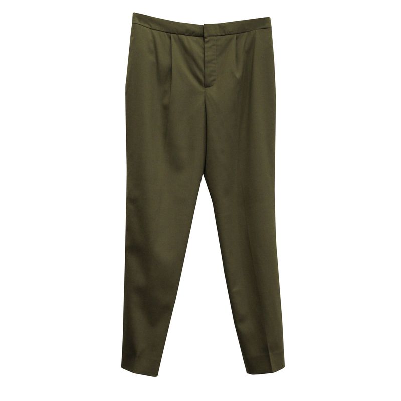 Chlo Tapered Pants In Khaki Green Wool